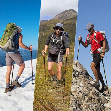 Тrekking Sticks FitTrek: Телескопічні палиці для ходьби та трекінгу, легкі, регульовані, з гумовими накладками та сумкою (алюміній 6061, чорний)