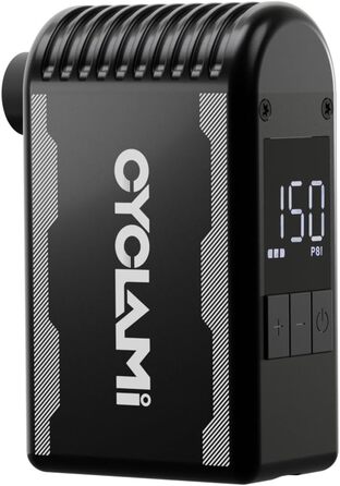 Електричний велосипедний насос CYCLAMI A2MAX Mini з автоматичним вимірюванням тиску до 150 PSI, акумулятор USB-C, для ніпелів Presta і Schrader
