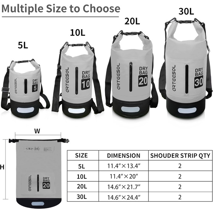 Водонепроникний мішок Blackace Arteesol 5L/10L/20L/30L – міцний Packsack з регульованим ременем для водного спорту