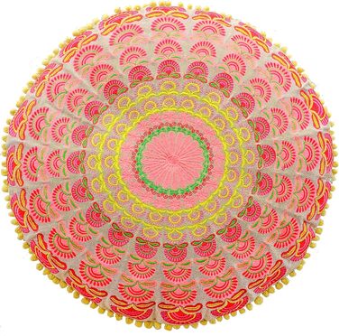 Пуф для сидіння Mandala Life ART Round Boho (60x20 см, червоний) - декоративний, бавовняний, без наповнювача
