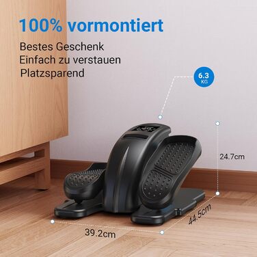 Міні еліптичний тренажер MERACH з пультом, дисплеєм, 12 швидкостей, тихий та портативний степер для дорослих, молоді та людей похилого віку, чорний