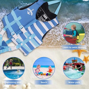 Дитяча жилетка для плавання PROTAURI Neopren, 2-9 років, 50N, блакитна