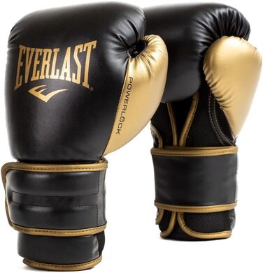 Боксерські рукавички Everlast Powerlock2 14oz чорні/золоті – підвищена ефективність та стиль, ідеальні для тренувань з боксу