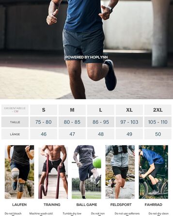 Шорти спортивні чоловічі HOPLYNN 2 шт. з кишенею на блискавці, швидковисихаючі, чорні