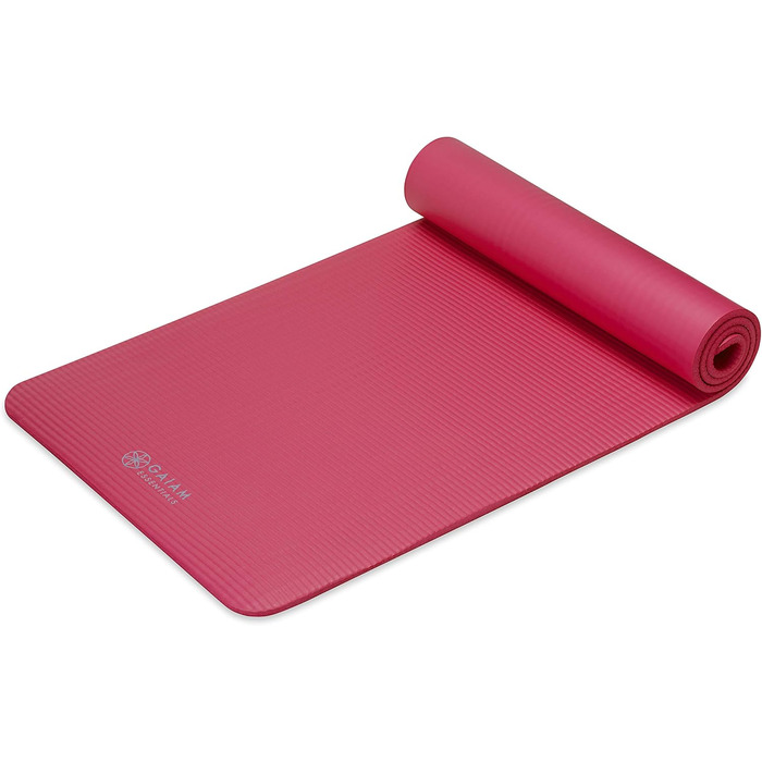 Yogamat Gaiam Essentials товстий (1 см) рожевий 183x61 см з ременем для зручного транспортування - килимок для йоги та фітнесу