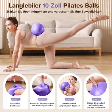 Набір для пілатесу 13 шт: кільце 13', фітбол 10' та еластичні стрічки для жінок. Комплект обладнання для пілатесу для початківців, фітнес-стрічки та аксесуари. Violett
