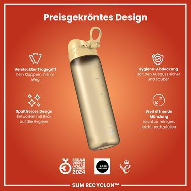 Фляга для води Ion8 Trinkflasche, Zartrosa (Evo, Wüste): витримує протікання, з зручним клапаном, BPA-free, для спорту та подорожей