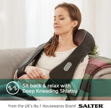 Масажер Salter NM10-EU для шиї та плечей, шиацу з підігрівом, вібраційний масажер для спини, шиї та плечей для дому та офісу