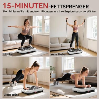 Вібраційна платформа HOMCOM з фітнес-гумками, 99 рівнів вібрації, 120 кг, для домашніх тренувань, LCD-дисплей, 200W, 73 x 40 x 13 см, білий+чорний