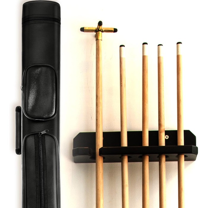 Більярдний кий Deekin 2x2 серія, овальна форма, сумка-чохол з 4 отворами, 2 кубики крейди, чорний колір