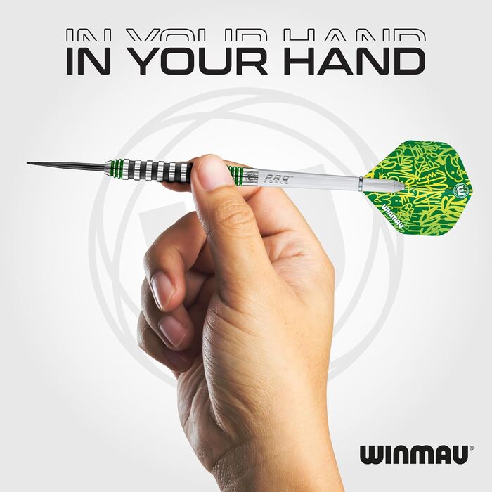 Дротики для дартсу WINMAU Advance 500 Series 22 г з зеленими оперенням і стержнями