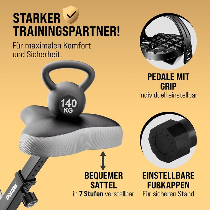 Електровелотренажер SPORTANA® EAGLE 2-в-1: Складаний, з LCD-дисплеєм, регульованою висотою, з фітнес-гумками. Hometrainer, фітнес-велосипед, тренажер для дому