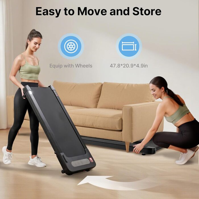 Bluearth Walking Pad - Бігова доріжка для ходьби з автоматичним нахилом 10%, для дому та офісу, з додатком, підтримкою Live-курсів, до 150 кг, 2.5 к.с., чорна