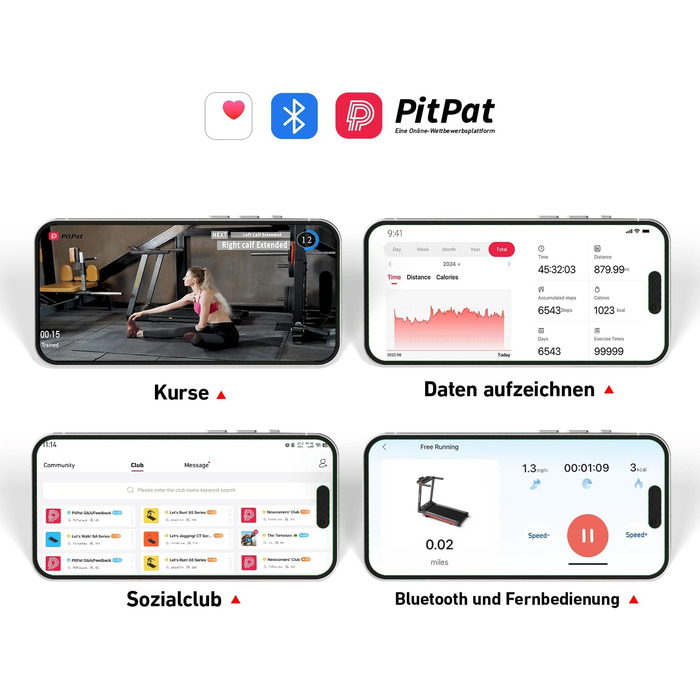 Біговий тренажер DeerRun з підтримкою High-Tech пристроїв, 158 кг, APP-керування, 2573W, складний, з курсами та мультиплеєр, фіолетовий