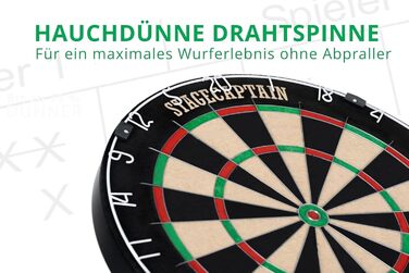 Stagecaptain DBS-1715 Bullseye Pro – професійна дартс-мішень із сизалю з дротами, 6 дротиками та 4 наборами оперень