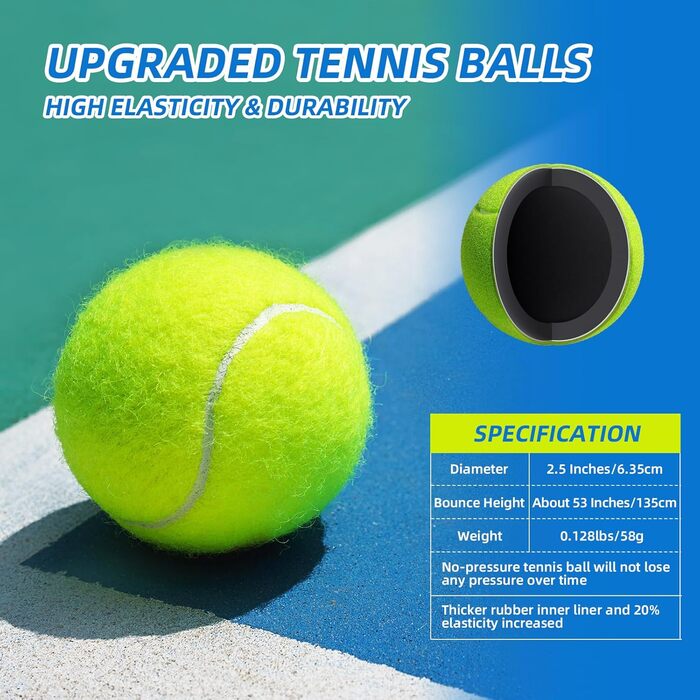 Набір для гри в теніс JOY SPOT: 2 ракетки, м'яч для відбивання, тенісні м'ячі зі шнуром та сумка для початківців, дітей та дорослих, тренувальний інвентар для ігор на вулиці та в саду