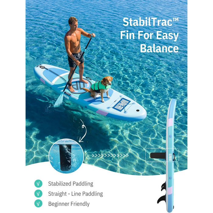 Надувний SUP дошка Niphean для SUP-серфінгу та йоги, 305 см, для початківців, з фіном StabilTrac