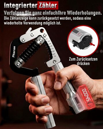 Еспандер для рук та кистей Fitense Handtrainer (50-225LB) - тренажер для розвитку сили хвату, регульований, срібний