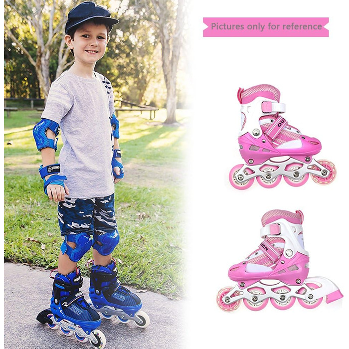 Дитячі ролики Supfine – зручні ролики з підсвічуванням, регульовані розміри 31-38, для дівчаток та хлопчиків (рожеві, S:31-34)