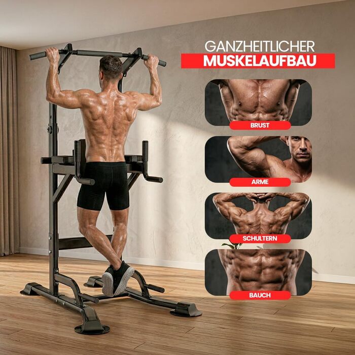 Турнік вільностоючий FELSENFEST Power Tower (до 220 кг) — регульований по висоті (165-235 см) тренажер для підтягувань, віджимань та преса для дому, калістеніка