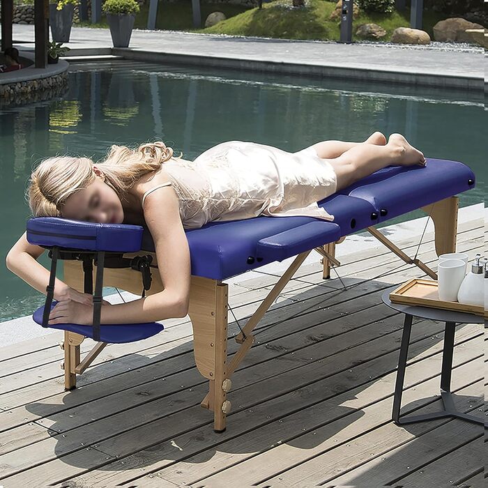 Масажне ліжко Yaheetech з 2 зонами, регульоване по висоті, з підголівником та підлокітниками, 213x82x85,5 см, до 250 кг