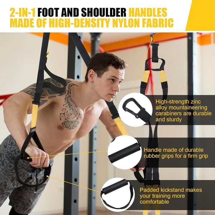 Слінг-тренажер для комплексних тренувань вдома - повний комплект з сумкою та інструкцією, жовтий
