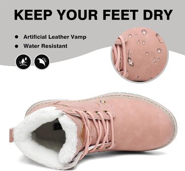 Зимові черевики Mishansha Herren для жінок, теплі, водонепроникні, на шнурівці, рожеві, 38 EU