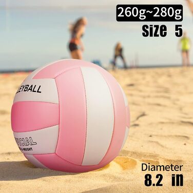 М'яч для волейболу EVZOM Super Soft, розмір 5, для пляжу/залу/басейну/тренувань - преміум якість, рожево-білий
