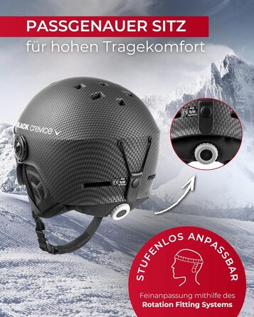 Шолом гірськолижний BLACK CREVICE Gstaad з візором (стиль пілота) | Полікарбонат | Дихаючий | 54-57 см | Чорний/Помаранчевий