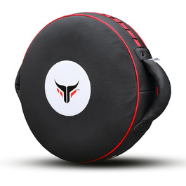 Mytra Fusion Пади для боксу з натуральної шкіри – круглі лапи для тренувань MMA, Муай Тай, кікбоксингу, чорні