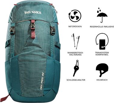 Рюкзак для туризму Tatonka Hike Pack 22 л з вентильованою спинкою та дощовиком, легкий, зручний, зелений