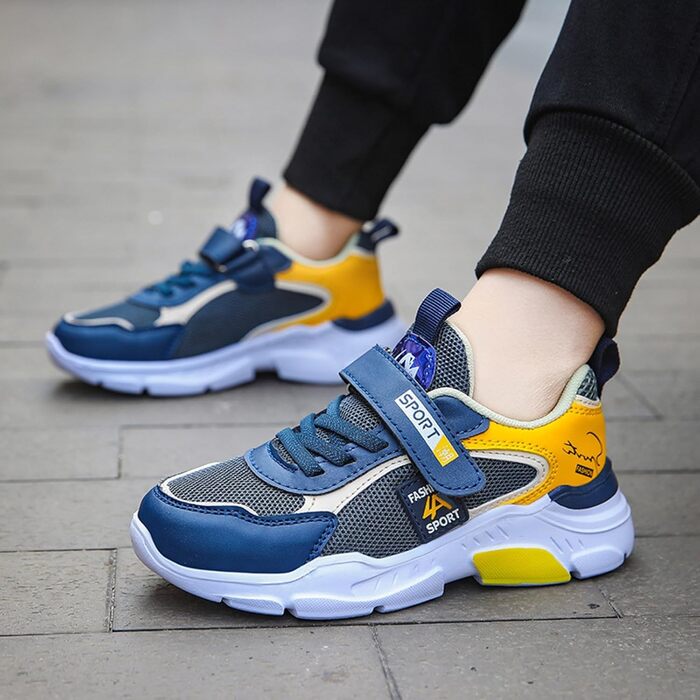 Дитячі спортивні кросівки для хлопчика Mesh, дихаючі, на липучці. Зручні кросівки для занять спортом, фітнесу, бігу та активного відпочинку. Легкі унісекс дитячі кросівки, розмір 31 EU, жовті.