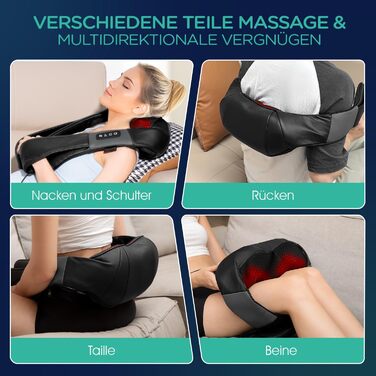 VOYOR HEALTH Масажер для шиї та плечей з підігрівом, електричний 4D Шіацу, для спини, шиї, плечей, знеболення м'язів, модель PJ100