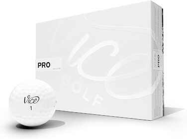 Гольф-м'ячі VICE Pro White 2020, 3-шарові, уретан, 12 шт, для досвідчених гравців, високий спін, максимальний контроль