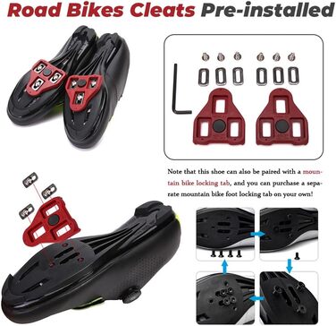 Велотуфлі для жінок та чоловіків, шосейні велотуфлі з клітами, унісекс SPD, для гірського та шосейного велосипедів, сумісні з велотренажерами, для їзди в приміщенні та на вулиці, розміри 36-47 EU, 40 EU, чорні