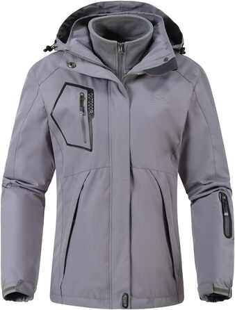Жіноча 3-в-1 куртка Ysento: тепла флісова куртка, водонепроникна, вітронепроникна, функціональна, софтшелл знімною капюшоном (Сірий, S)