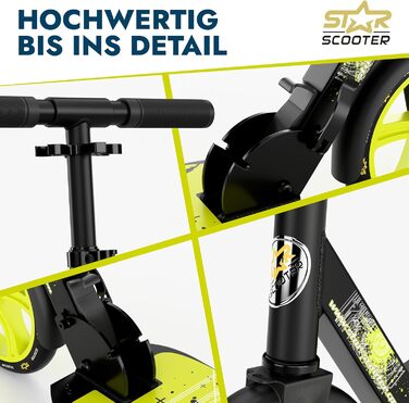Самокат STAR SCOOTER алюмінієвий, для дітей і дорослих, великі колеса 205 мм, для хлопчиків і дівчат від 6 років, міський, XXL дека