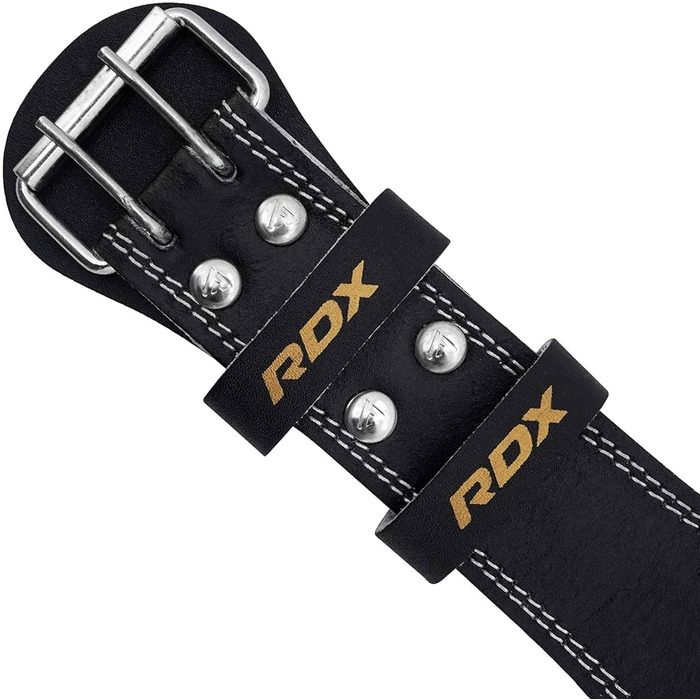Пояс для важкої атлетики RDX 6” шкіряний, регульований, для пауерліфтингу, фітнесу, бодібілдингу, з пряжкою, чорний, розмір L (29-33 дюйми)