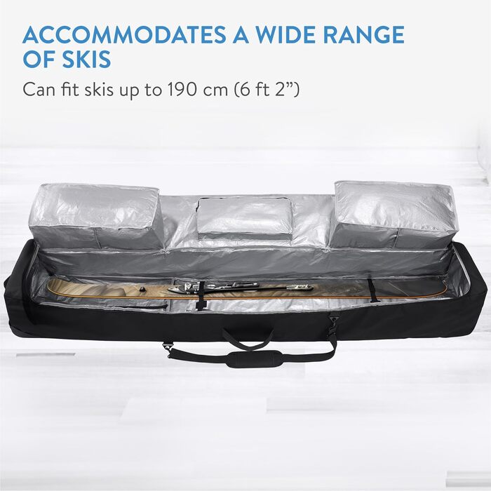 Сумка для лиж TeamObsidian Skitasche: для лиж 175/190 см з роликами - водонепроникний мішок для гірських або бічних лиж з 600D Oxford Polyester