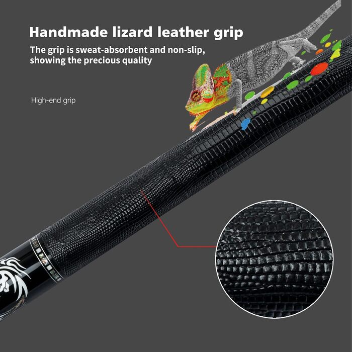 KONLLEN Billardqueue з карбону, 58 дюймів: професійний більярдний кий для дорослих, повна карбонова технологія, низький коефіцієнт відхилення, наконечник 12.5 мм (Pro Taper, ультрагладкий) AING-1F