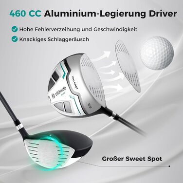 GYMAX Комплект гольф-клубу для чоловіків, повний набір гольф-клубу з драйвером #1, фейрвеєм #3, гібридом #5, залізом #5, #6, #7, #8, #9, #P, #S, паттером, 3 чохлами та переносною сумкою (зелений)