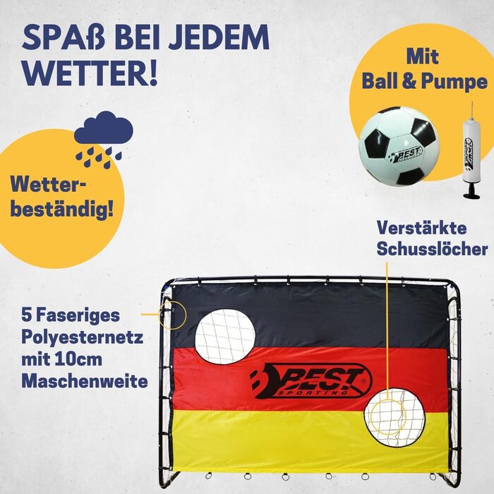 Дитячі футбольні ворота Best Sporting 213x152 см з тентом-мішенню, м'ячем і насосом, набір для футболу, дизайн Німеччина