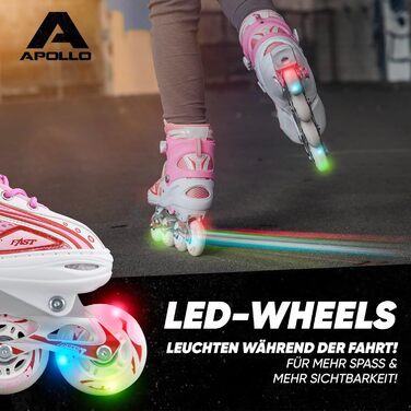 Інлайни Apollo Super Blades X Pro LED, розмір 31-34, біло-рожеві, для жінок, дітей та підлітків