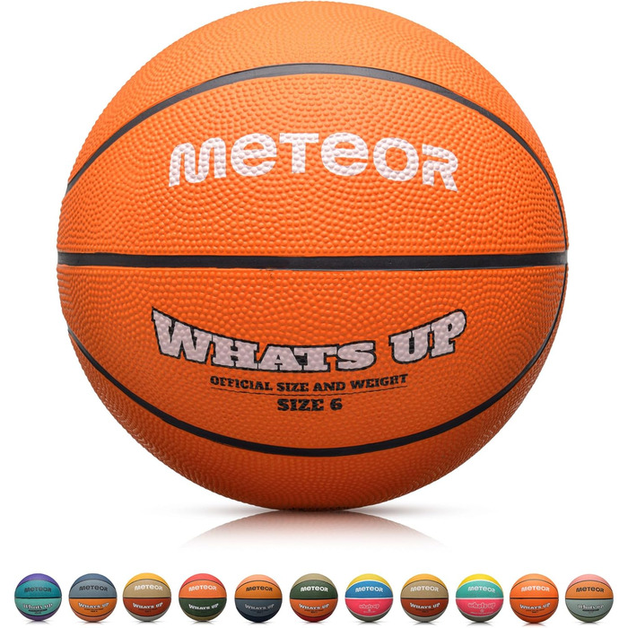Дитячий баскетбольний м'яч Meteor What's UP, розмір 1-7, м'який, для дітей 4-8 років, навчальний, помаранчевий