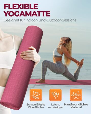 Fitleap Йога-мат Pro з екологічного TPE, нековзкий, гіпоалергенний, безпечний фітнес-мат для йоги, пілатесу та гімнастики
