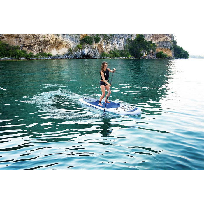 Надувна SUP-дошка Hydro Force Oceana 305 см з комплектом для каяка, сидінням, рюкзаком, насосом і веслом, біло-синя