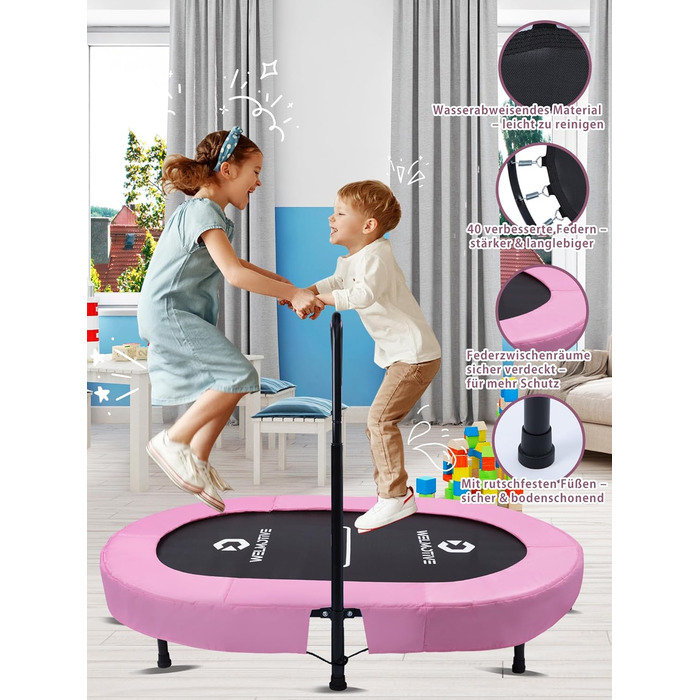 Батут овальний для дому 2 осіб, до 150 кг, рожевий з сіткою - для дітей та дорослих, фітнес, розвиток м'язів