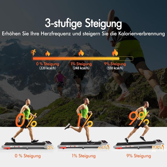 Біговий тренажер BLACK LORD X7 - Walking Pad з тихим мотором 3.0PS, до 130кг, Bluetooth, 3 рівня нахилу, антиковзаюча поверхня (Срібний)