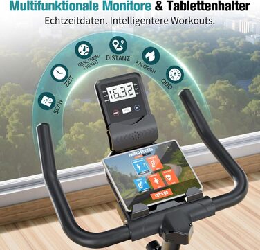 Стаціонарний велотренажер з магнітним опором, підтримкою додатків, тихим індоор-велосипедом для дому, LCD-дисплеєм, тримачем для планшету та зручним сидінням