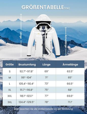 Спортивна куртка Rdruko для чоловіків: тепла зимова куртка, сноубордистська куртка з флісовою підкладкою, водонепроникна функціональна куртка для активного відпочинку та походів з капюшоном, колір білий